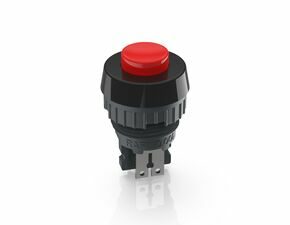 Drucktaster, 15.2 mm, Flachstecker, tastend, 1 Ö, Blende rot