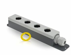 E-BOX XL MODULAR, Gehäuse, 4 Einbaustellen, 22,3 mm, seitlich M20, hellgrau