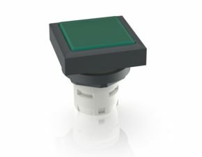 RAFIX 16, Drucktaster, flache Blende, Bund quadratisch anreihbar, Blende grün