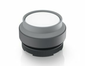RAFIX 22 FS, Leuchtdrucktaster, Frontring vorstehend, Bund rund, tastend, Frontring lichtgrau, Blende weiß