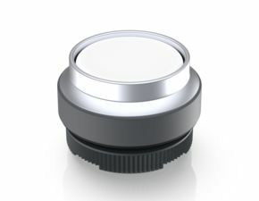 RAFIX 22 FS, Leuchtdrucktaster, Frontring vorstehend, Bund rund, tastend, Frontring silbermetallic, Blende weiß
