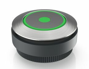 RAFIX 30 FS+, Leuchtdrucktaster Ring- und Punktausleuchtung, Bund rund, tastend, Frontring Edelstahl, Farbe grün, Blende Edelstahl