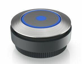 RAFIX 30 FS+, Leuchtdrucktaster Ring- und Punktausleuchtung, Bund rund, tastend, Frontring Edelstahl, Farbe blau, Blende Edelstahl