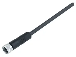 M8 Kabeldose, Polzahl: 3, ungeschirmt, am Kabel angespritzt, IP67/IP69K, UL 2238, PUR, schwarz, 3 x 0,34 mm², 5 m