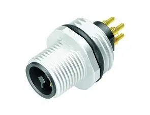 M12 Flanschstecker, Polzahl: 4, ungeschirmt, THR, IP68, UL 2238, M16x1,5, Frontmontage
