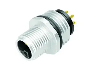 M12 Flanschstecker, Polzahl: 4, ungeschirmt, THR, IP68, UL 2238, M16x1,5, Frontmontage