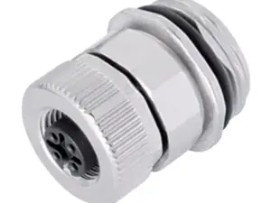 M12 Flanschdose, Polzahl: 4, ungeschirmt, schraubklemm, IP67, UL 2238, VDE, M20x1,5, Frontmontage