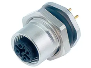 M12 Flanschdose, Polzahl: 5, ungeschirmt, THT, IP68, UL 2238, PG 9, Rückwandmontage, Edelstahl
