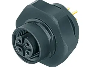 M12 Flanschdose, Polzahl: 12, ungeschirmt, THT, IP68, PG 9, Rückwandmontage