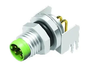 M8 Flanschstecker, gewinkelt, Polzahl: 4, schirmbar, THT, IP67, Rückwandmontage