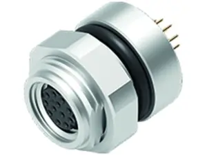 M8 Flanschdose, Polzahl: 12, ungeschirmt, THT, IP67, UL 2238, M10x0,75, Rückwandmontage, von vorne verschraubbar