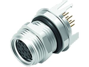 M8 Flanschdose, Polzahl: 12, schirmbar, THT, IP67, UL 2238, M10x0,75, Rückwandmontage, von vorne verschraubbar