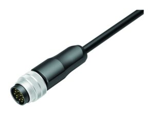 Binder M16 Kabelstecker, Polzahl: 12, geschirmt, am Kabel angespritzt, IP68, PUR, schwarz, 12 x 0,25 mm²