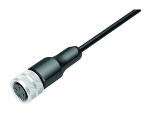 Binder M16 Kabeldose, Polzahl: 3, geschirmt, am Kabel angespritzt, IP68, PUR, schwarz, 3 x 0,34 mm²