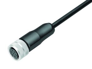 Binder M16 Kabeldose, Polzahl: 7, geschirmt, am Kabel angespritzt, IP68, PUR, schwarz, 7 x 0,25 mm²