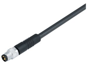 Binder M8 Kabelstecker, Polzahl: 3, ungeschirmt, am Kabel angespritzt, IP67, UL 2238, PUR, schwarz, 3 x 0,34 mm²
