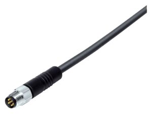 Binder M8 Kabelstecker, Polzahl: 3, ungeschirmt, am Kabel angespritzt, IP67/IP69K, UL 2238, PUR, schwarz, 3 x 0,34 mm², Edelstahl
