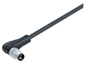 Binder M8 Winkelstecker, Polzahl: 5, ungeschirmt, am Kabel angespritzt, IP67, UL 2238, PUR, schwarz, 5 x 0,34 mm²