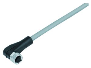 Binder M8 Winkeldose, Polzahl: 3, ungeschirmt, am Kabel angespritzt, IP67/IP69K, UL 2238, PVC, grau, 3 x 0,34 mm²
