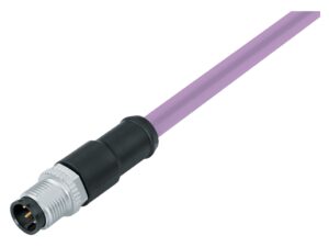 Binder M12 Kabelstecker, Polzahl: 5, geschirmt, am Kabel angespritzt, IP67, UL 2238, CAN-Bus, PUR, violett, 1 x 2 x AWG 22 + 1 x 2 x AWG 24