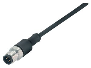 Binder M12 Kabelstecker, Polzahl: 3, ungeschirmt, am Kabel angespritzt, IP69K, UL 2238, PUR, schwarz, 3 x 0,34 mm², Edelstahl