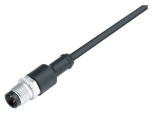 Binder M12 Kabelstecker, Polzahl: 3, ungeschirmt, am Kabel angespritzt, IP69K, UL 2238, PUR, schwarz, 3 x 0,34 mm²