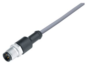 Binder M12 Kabelstecker, Polzahl: 3, ungeschirmt, am Kabel angespritzt, IP69K, UL 2238, PVC, grau, 3 x 0,34 mm²