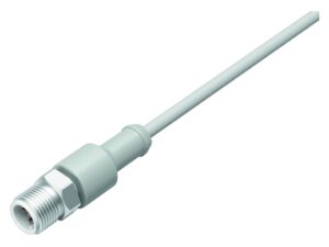 Binder M12 Kabelstecker, Polzahl: 3, ungeschirmt, am Kabel angespritzt, IP69K, UL 2238, Ecolab, PVC, grau, 3 x 0,34 mm², Edelstahl