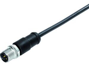 Binder M12 Kabelstecker, Polzahl: 4, ungeschirmt, am Kabel angespritzt, IP69K, PUR, schwarz, 4 x 1,50 mm²