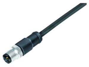 Binder M12 Kabelstecker, Polzahl: 3, geschirmt, am Kabel angespritzt, IP67, UL 2238, PUR, schwarz, 3 x 0,34 mm²