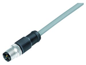 Binder M12 Kabelstecker, Polzahl: 3, geschirmt, am Kabel angespritzt, IP67, UL 2238, PVC, grau, 3 x 0,34 mm²