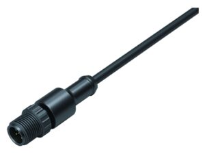Binder M12 Kabelstecker, Polzahl: 3, ungeschirmt, am Kabel angespritzt, IP69K, UL 2238, PUR, schwarz, 3 x 0,34 mm²