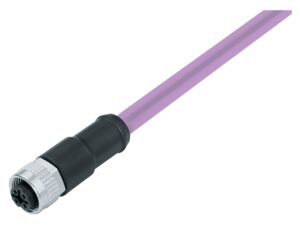 Binder M12 Kabeldose, Polzahl: 5, geschirmt, am Kabel angespritzt, IP67, UL 2238, CAN-Bus, PUR, violett, 1 x 2 x AWG 22 + 1 x 2 x AWG 24