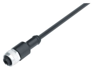 Binder M12 Kabeldose, Polzahl: 3, ungeschirmt, am Kabel angespritzt, IP69K, UL 2238, PUR, schwarz, 3 x 0,34 mm²