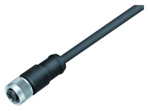 Binder M12 Kabeldose, Polzahl: 3, geschirmt, am Kabel angespritzt, IP67, UL 2238, PUR, schwarz, 3 x 0,34 mm²