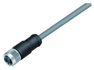 Binder M12 Kabeldose, Polzahl: 3, geschirmt, am Kabel angespritzt, IP67, UL 2238, PVC, grau, 3 x 0,34 mm²