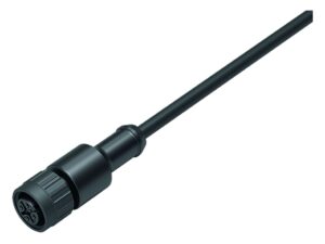 Binder M12 Kabeldose, Polzahl: 3, ungeschirmt, am Kabel angespritzt, IP69K, UL 2238, PUR, schwarz, 3 x 0,34 mm²