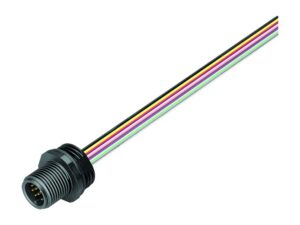 Binder M12 Flanschstecker, Polzahl: 12, ungeschirmt, Litzen, IP67, UL 2238, M16x1,5, Frontmontage