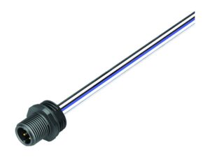 Binder M12 Flanschstecker, Polzahl: 4, ungeschirmt, Litzen, IP67, UL 2238, M16x1,5, Frontmontage