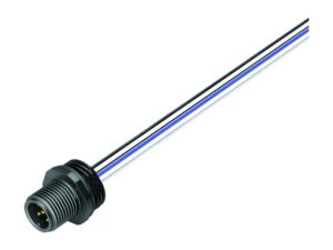 Binder M12 Flanschstecker, Polzahl: 5, ungeschirmt, Litzen, IP67, UL 2238, M16x1,5, Frontmontage