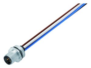 Binder M12 Flanschstecker, Polzahl: 4, ungeschirmt, Litzen, IP68, M16x1,5, Frontmontage