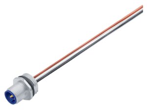 Binder M12 Flanschstecker, Polzahl: 4, ungeschirmt, Litzen, IP68, UL 2238, M16x1,5, Frontmontage