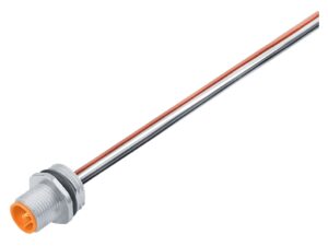 Binder M12 Flanschstecker, Polzahl: 4, ungeschirmt, Litzen, IP68, UL 2238, M16x1,5, Frontmontage