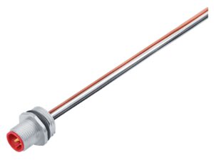 Binder M12 Flanschstecker, Polzahl: 4, ungeschirmt, Litzen, IP68, UL 2238, M16x1,5, Frontmontage