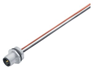 Binder M12 Flanschstecker, Polzahl: 4, ungeschirmt, Litzen, IP68, UL 2238, M16x1,5, Frontmontage