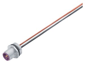 Binder M12 Flanschstecker, Polzahl: 4, ungeschirmt, Litzen, IP68, UL 2238, M16x1,5, Frontmontage