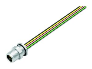 Binder M12 Flanschstecker, Polzahl: 12, ungeschirmt, Litzen, IP68, UL 2238, M12x1,0, Rückwandmontage