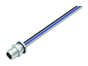 Binder M12 Flanschstecker, Polzahl: 5, ungeschirmt, Litzen, IP68, UL 2238, M12x1,0, Rückwandmontage