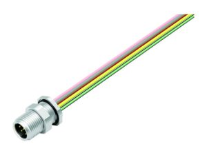 Binder M12 Flanschstecker, Polzahl: 8, ungeschirmt, Litzen, IP68, UL 2238, M12x1,0, Rückwandmontage