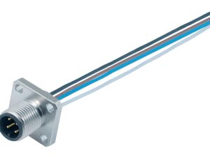 Binder M12 Vierkant-Flanschstecker, Polzahl: 4, ungeschirmt, Litzen, IP40, UL 2238, M3 (4x), Frontmontage